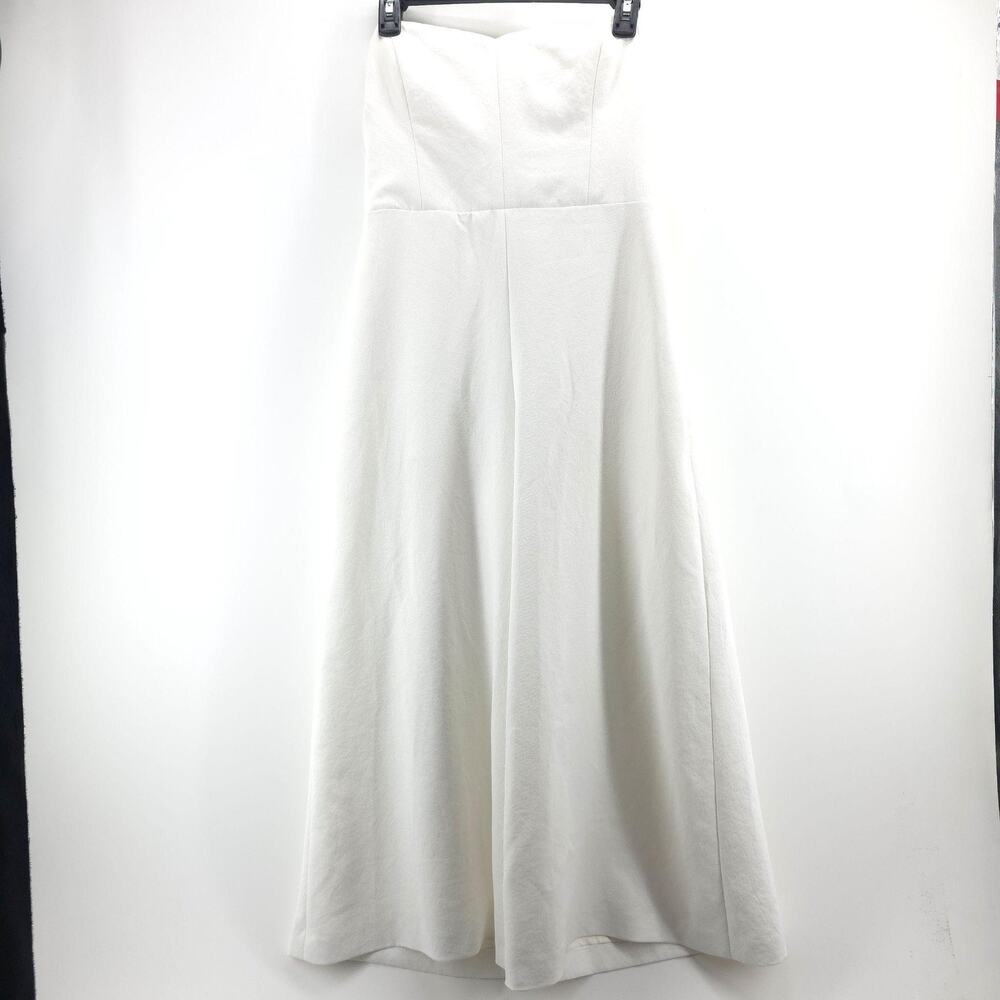Club Monaco Womens Jumpsuit Size 6 White Strapless Sweetheart Wide Leg